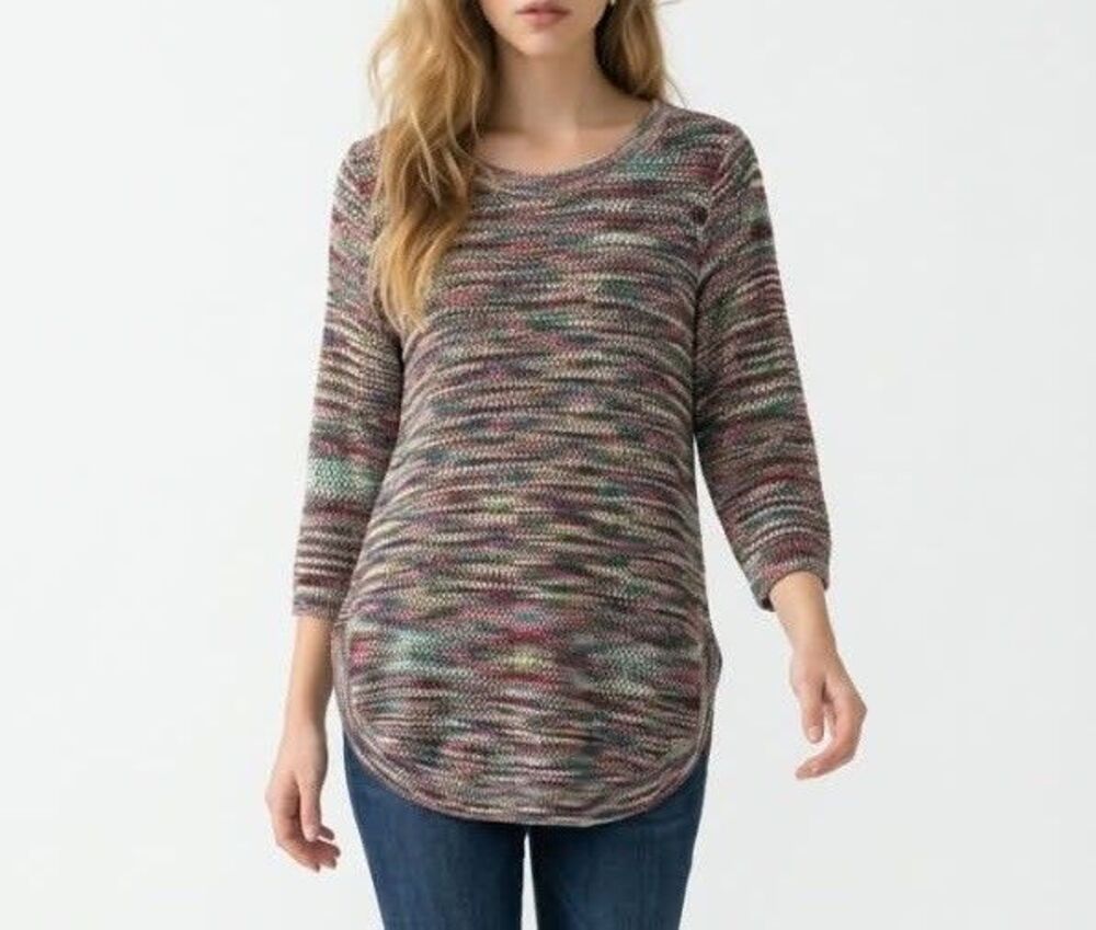 Westport 1962 Women's Rainbow Multicolor Knit Pullover Crochet Sweater Size 1X